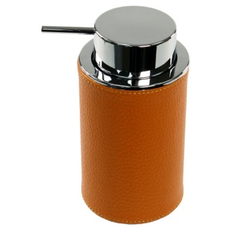 Soap Dispenser Soap Dispenser, Round, Made From Faux Leather In Orange Finish Gedy AC80-67
